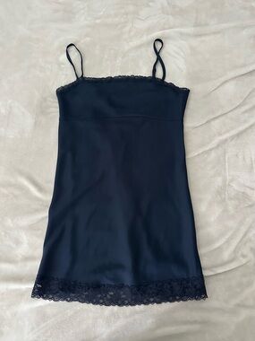 Brandy Melville Navy Lace Trim Slip Dress